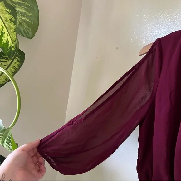Lulus | Luck and Love Burgundy Three-Quarter Sleeve Romper - Picture 5 of 8